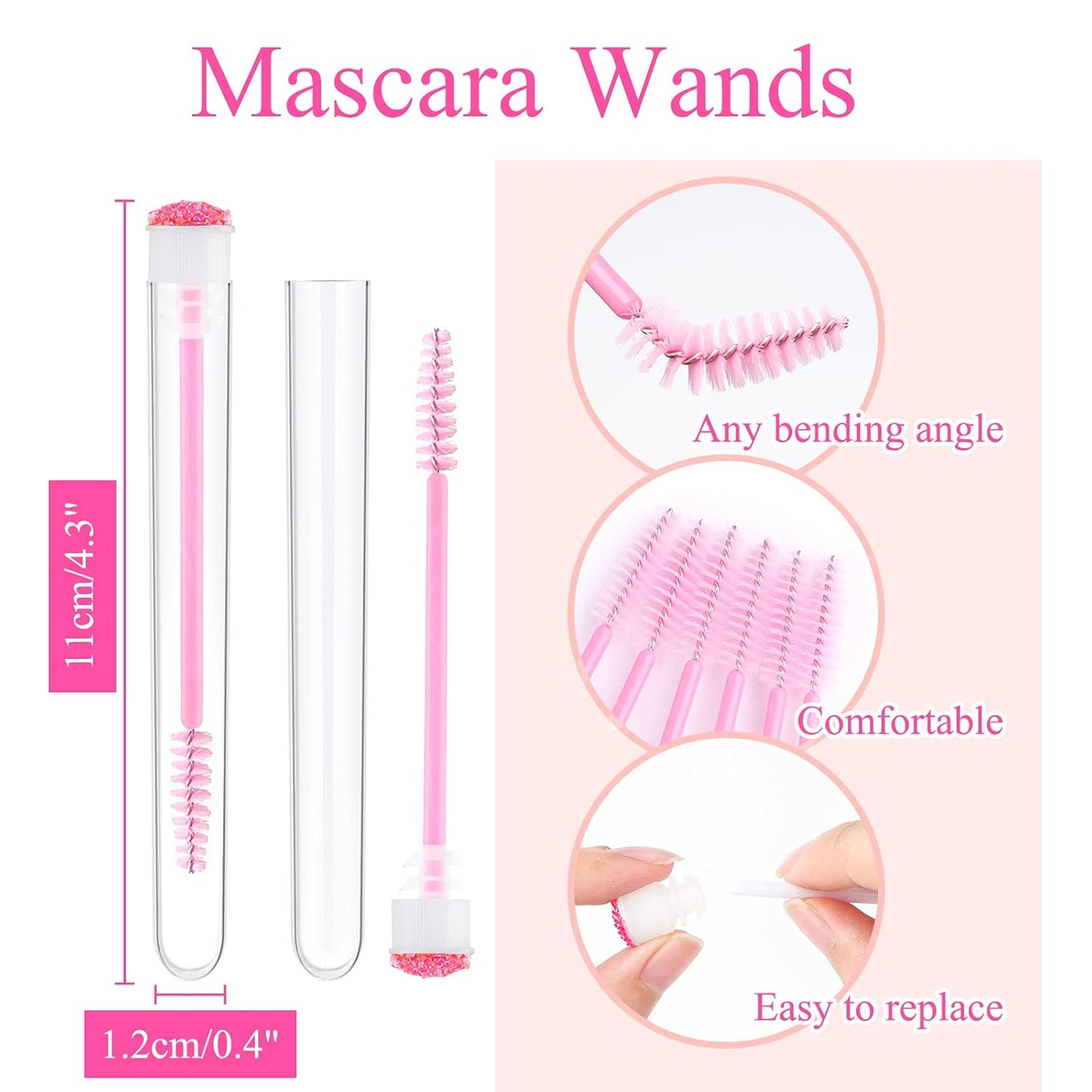 20pcs Eyelash brush Lash Wand Makeup tool Eyelash Extension supplies Cleaning brush Diamond Mascara star d pink