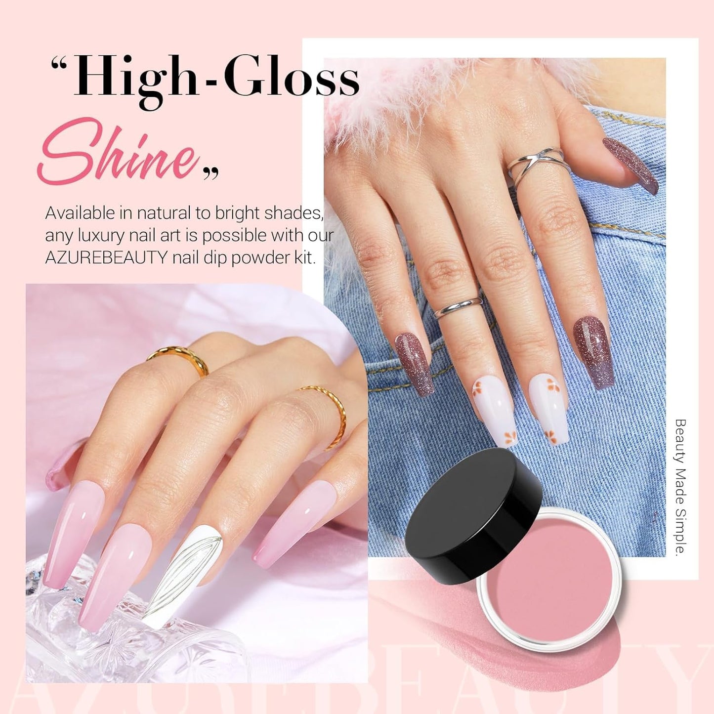 AZUREBEAUTY Dip Powder Nail Kit with Electric Nail Drill, 24 Colors Nude Pink Glitter Nail Powder Starter Kit with Dip Liquids Base Top Coat Activator Portable Manicure French Nail Art Essential Set